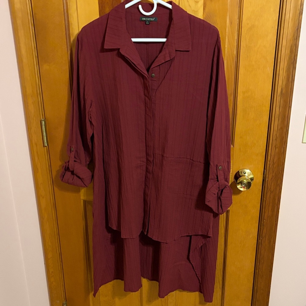 For Cynthia Women's Button Down Shirt - Burgundy
